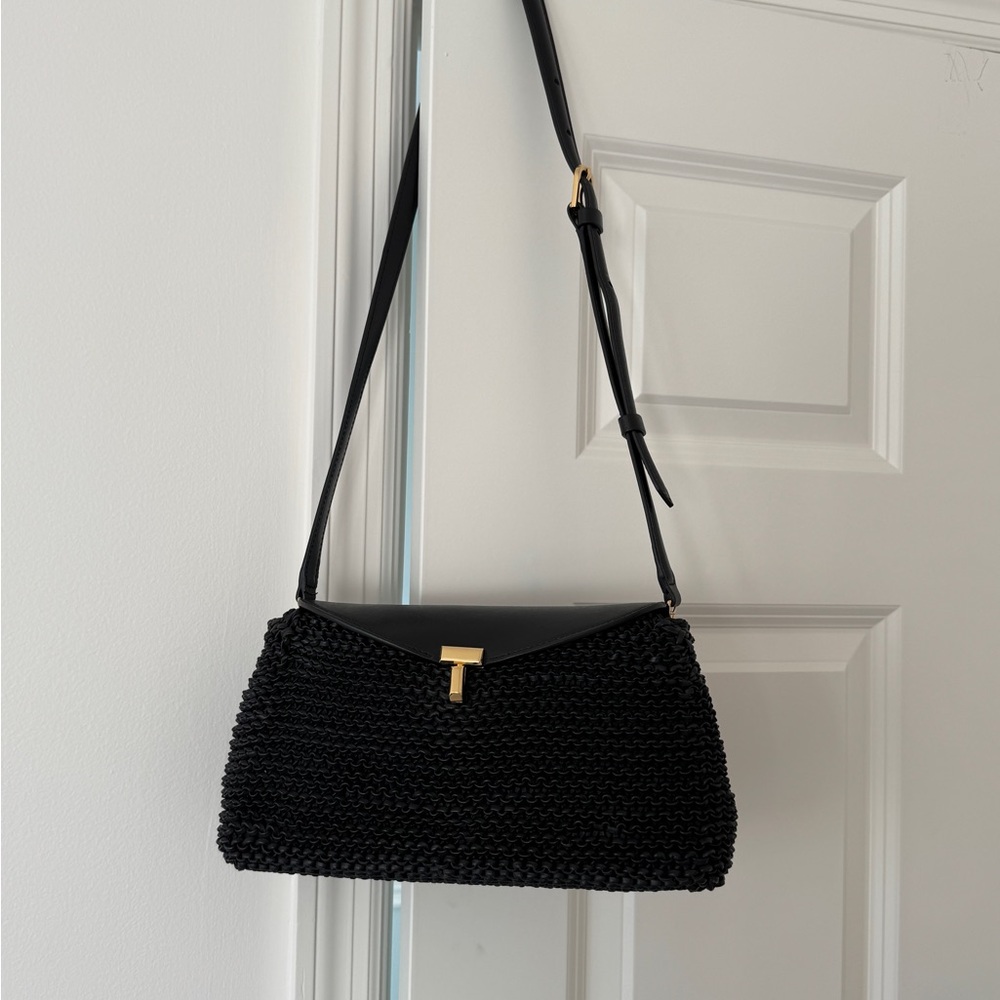 Toteme Small T Lock Black Woven Crossbody Bag - Picture 2 of 3